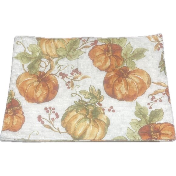 PUMPKIN Fall Rectangular Fabric Placemats 18” X 13” Set Of 4 - Picture 3 of 4